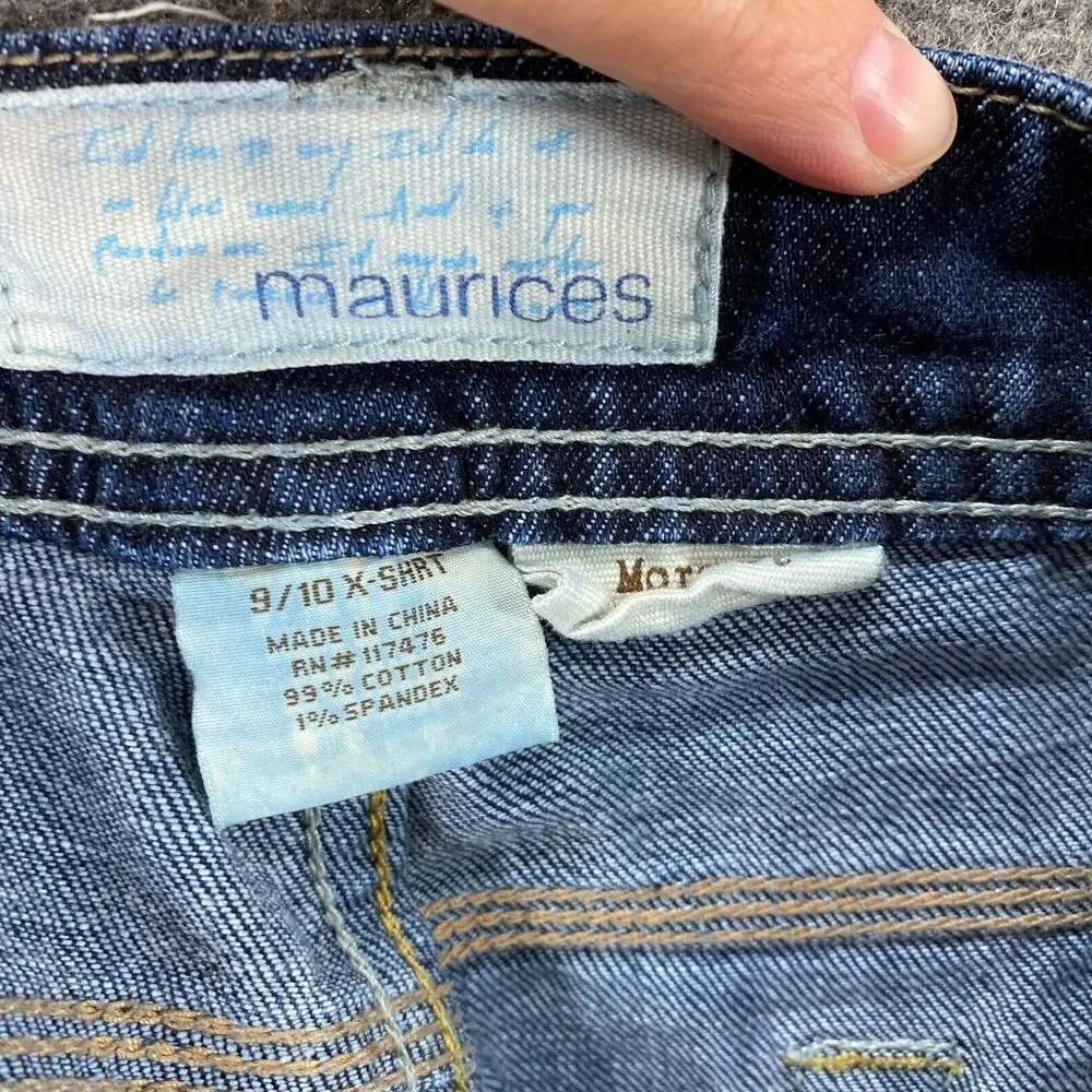 Maurices Shorts Women XS Blue Denim Medium Wash Mid Rise Morgan New Boot Cut Off